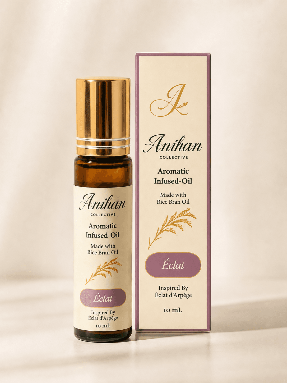 Eclat rice bran oil roll-on bottle