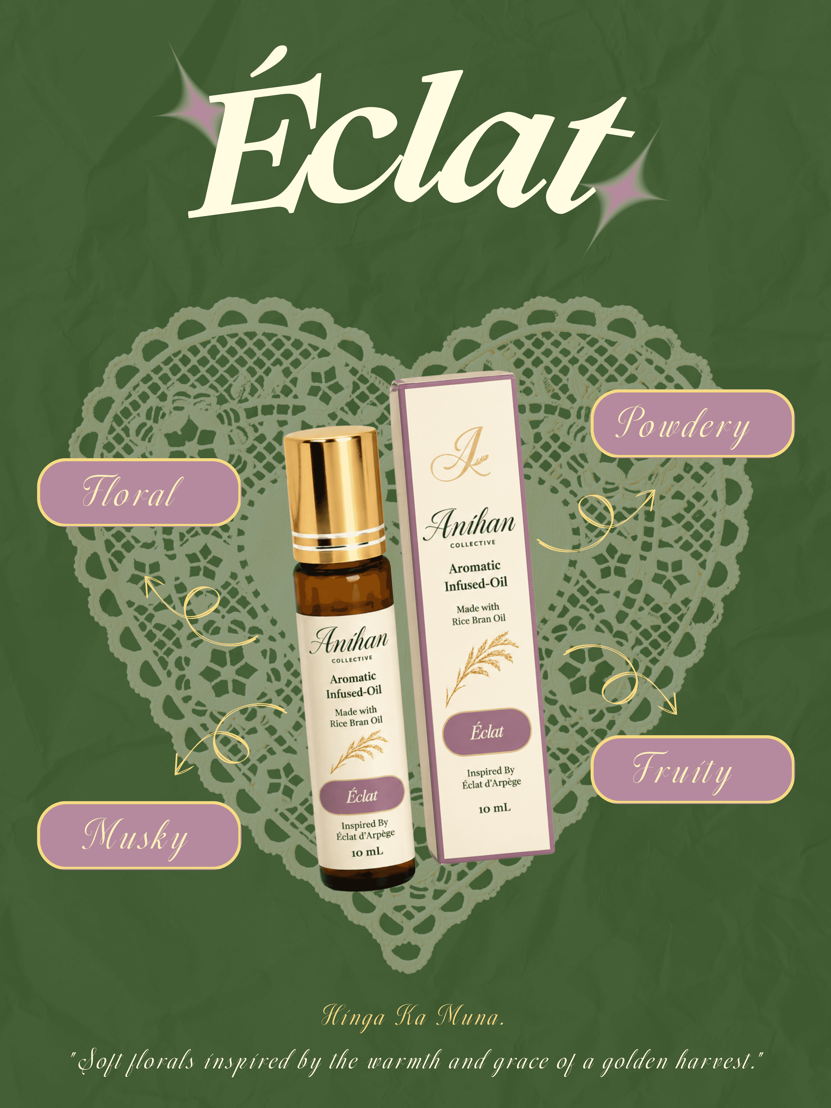Eclat scent story poster with ANIHAN product packaging